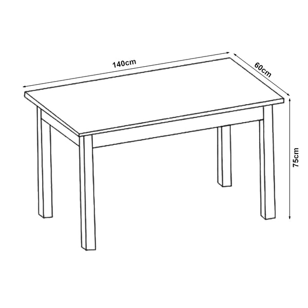 Eettafel Den Haag 140x60x75 cm voor 6 stoelen - verschillende kleuren