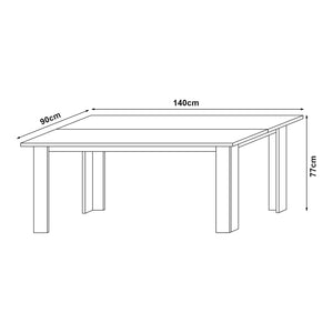 [en.casa] Eettafel Nora 140x90x77 cm - 4 varianten