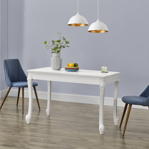 Eettafel Lüneburg landelijk MDF en kunststof wit - 2 maten