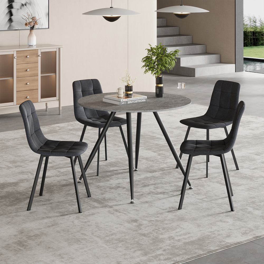 Essgruppe Fitjar 5 - delig betonlook/donkergrijs [en.casa] - premiumXL