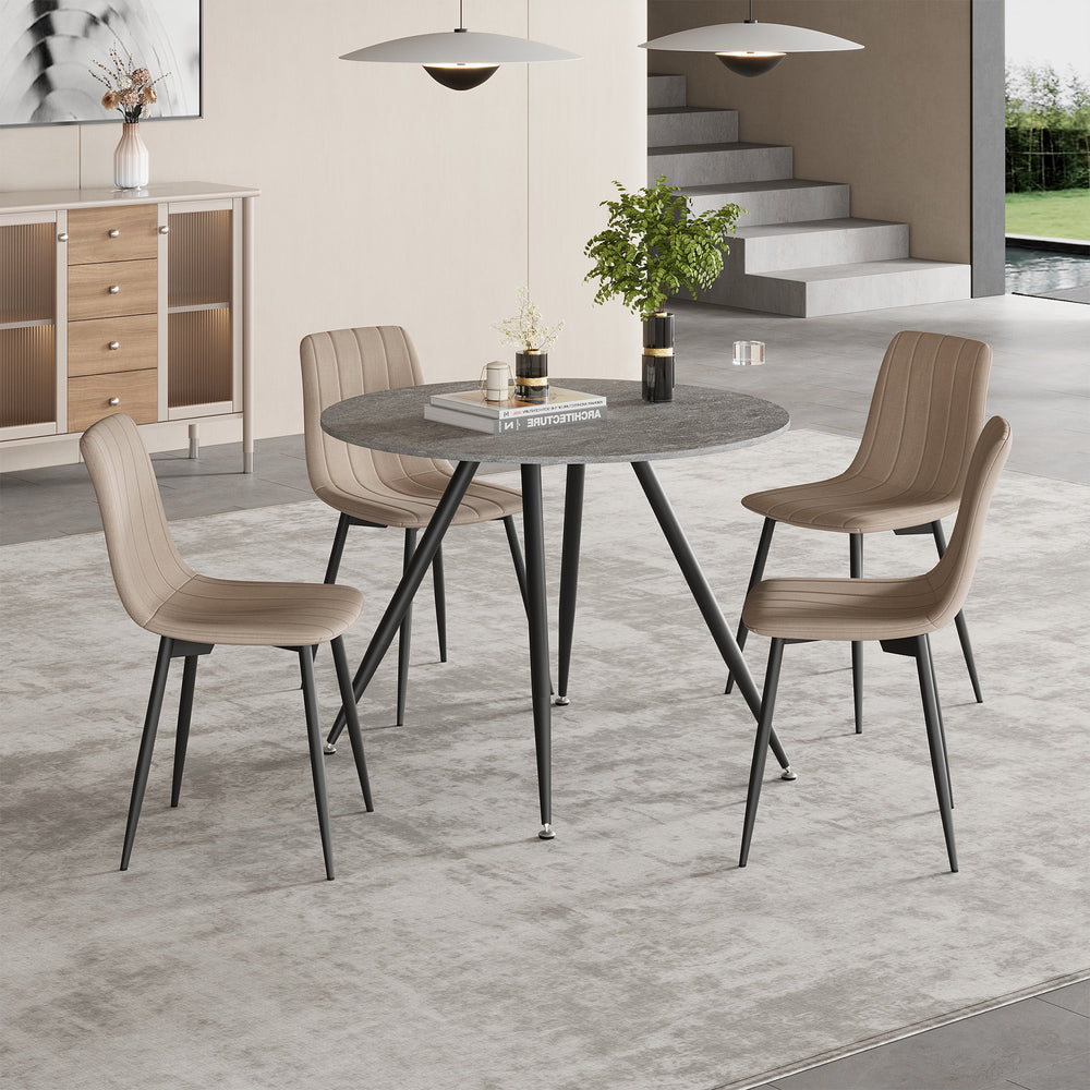 Eetkamerset tafel Fitjar Ø100 cm met stoelen Elsern 5-delig [en.casa]