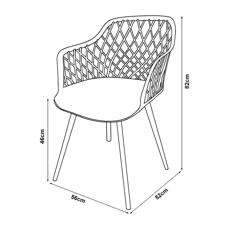 Maatschets [en.casa] Eetkamerstoel set van 2 Kangasniemi 82x56x52 cm - 2 varianten