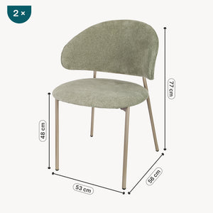 Eetkamerstoel Lipis set 77x53x56 cm groen [en.casa]