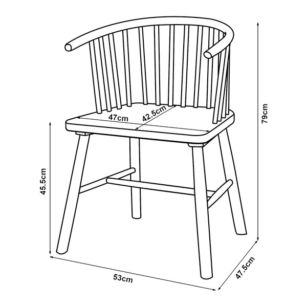Eetkamerstoel Stami 79x53x47,5 cm set van 2 [en.casa]