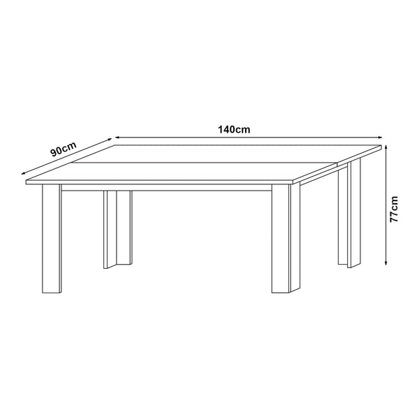 [en.casa] Eettafel Nora 140x90x77 cm - 4 varianten