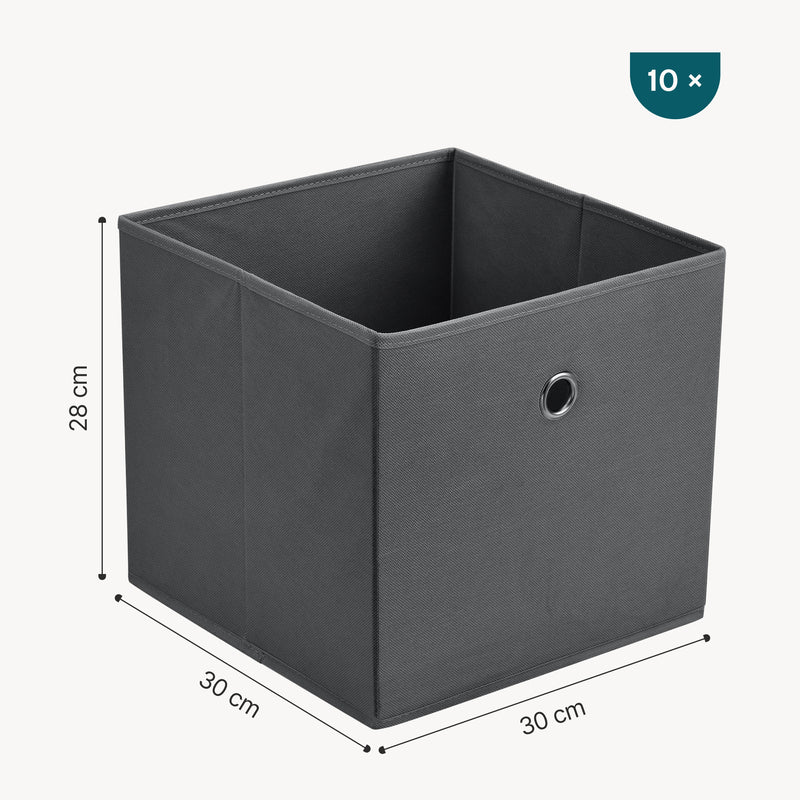 Maatschets Kast organizers set van 10 opberg box/doos/mand/vakken 28x30x30 cm niet geweven stof - 3 varianten