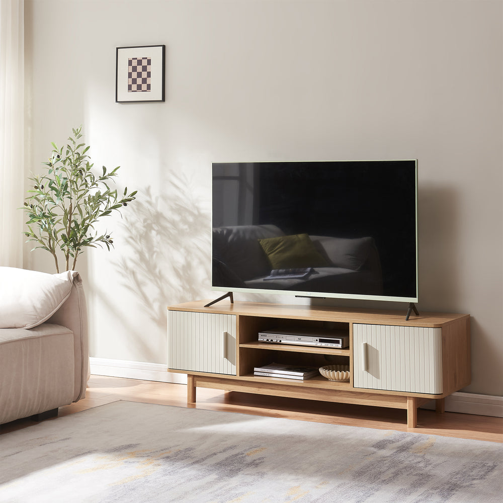 Tv meubel Ferrersp 140x40x45 cm eikenkleurig havermout en naturel [en.casa]