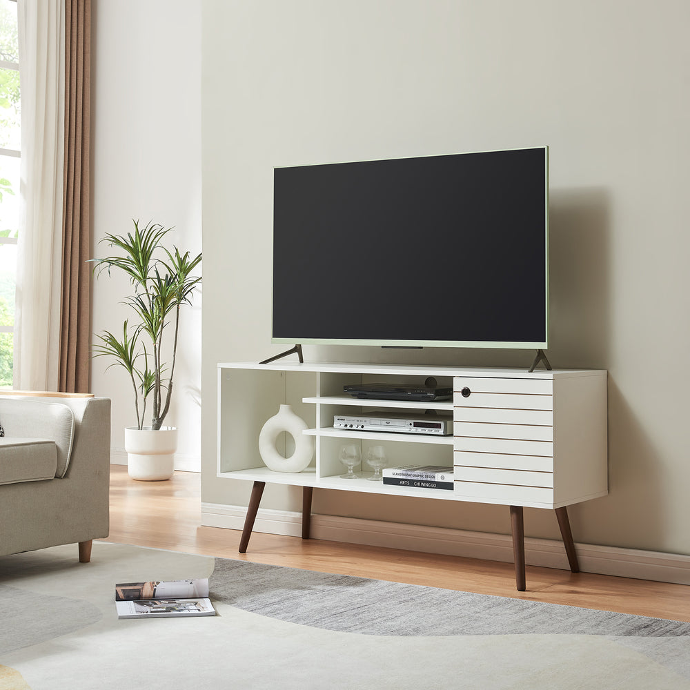 Fernsehschrank Vare 130x40x66 cm Wit [en.casa] - premiumXL