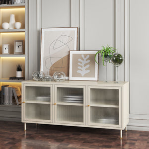 TV - Kast Lindau Staal 120x40x59 cm Crèmewit [en.casa] - premiumXL