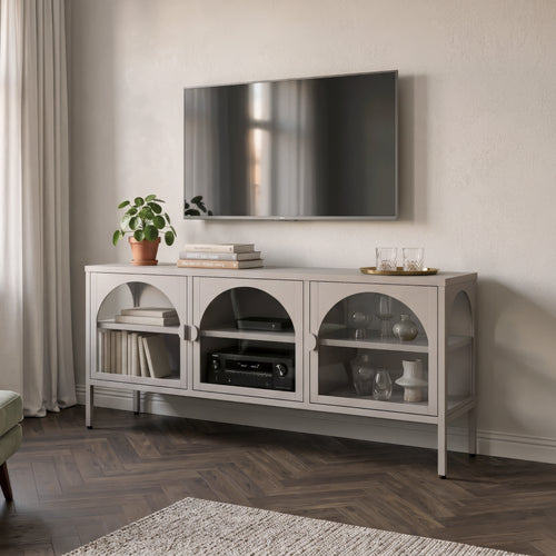 Dressoir Klippestad vitrinekast 118x35x55 cm camel [en.casa]