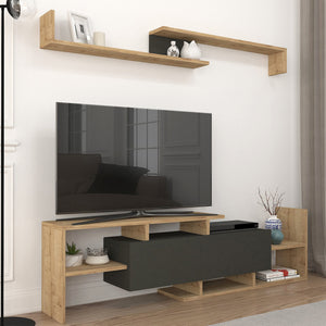 Tv-meubelset Liksefte met wandrek 154x28x42 cm [en.casa]