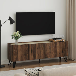 Tv-kast Trorlon 160x40x55 cm Notenhoutlook/Travertijn [en.casa]