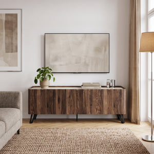 Tv-kast Trorlon 160x40x55 cm Notenhoutlook/Travertijn [en.casa]