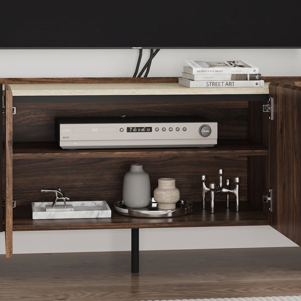 Tv-kast Trorlon 160x40x55 cm Notenhoutlook/Travertijn [en.casa]