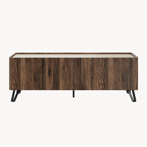 Tv-kast Trorlon 160x40x55 cm Notenhoutlook/Travertijn [en.casa]