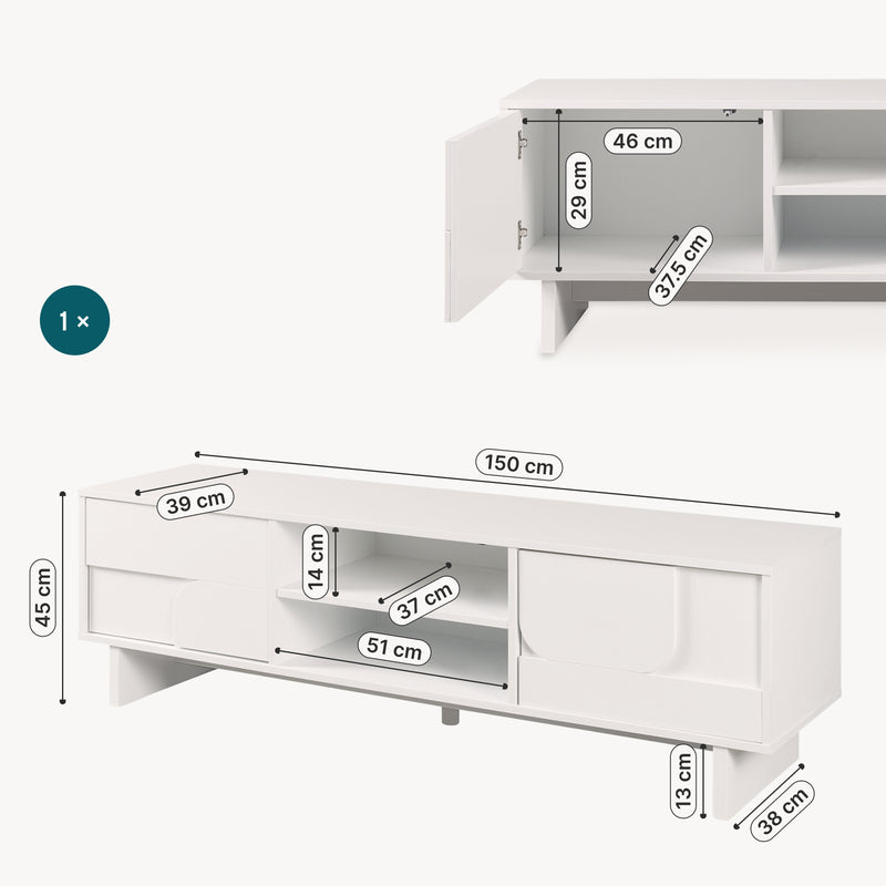 Maatschets Tv-kast Katanshumn met 2 deuren 150x39x45 cm [en.casa]