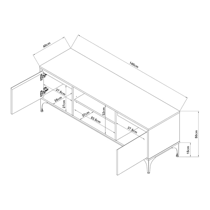 Maatschets Tv-meubel Kistiandi lowboard 140x40x50 cm [en.casa]