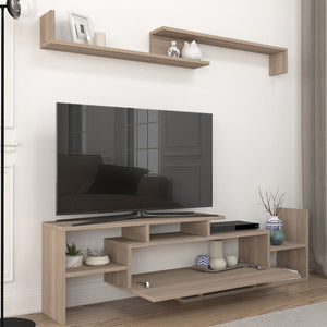 Tv-meubelset Liksefte met wandrek 154x28x42 cm [en.casa]