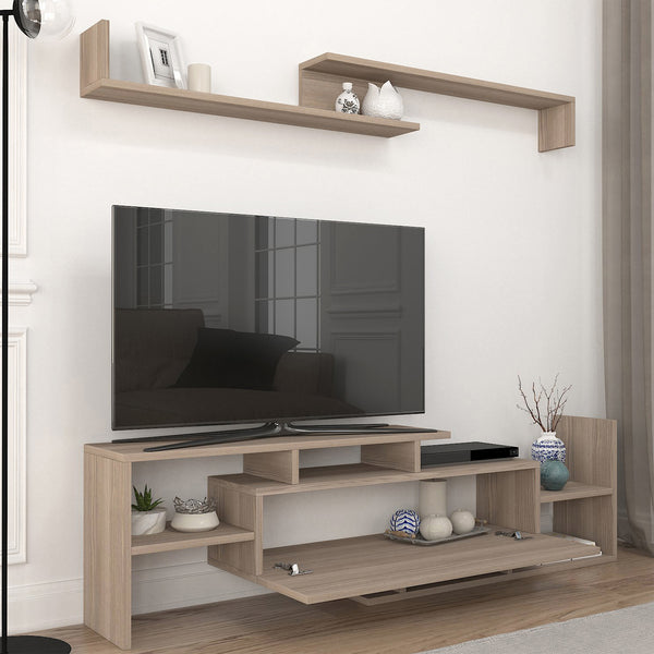 Tv-meubelset Liksefte met wandrek 154x28x42 cm [en.casa]