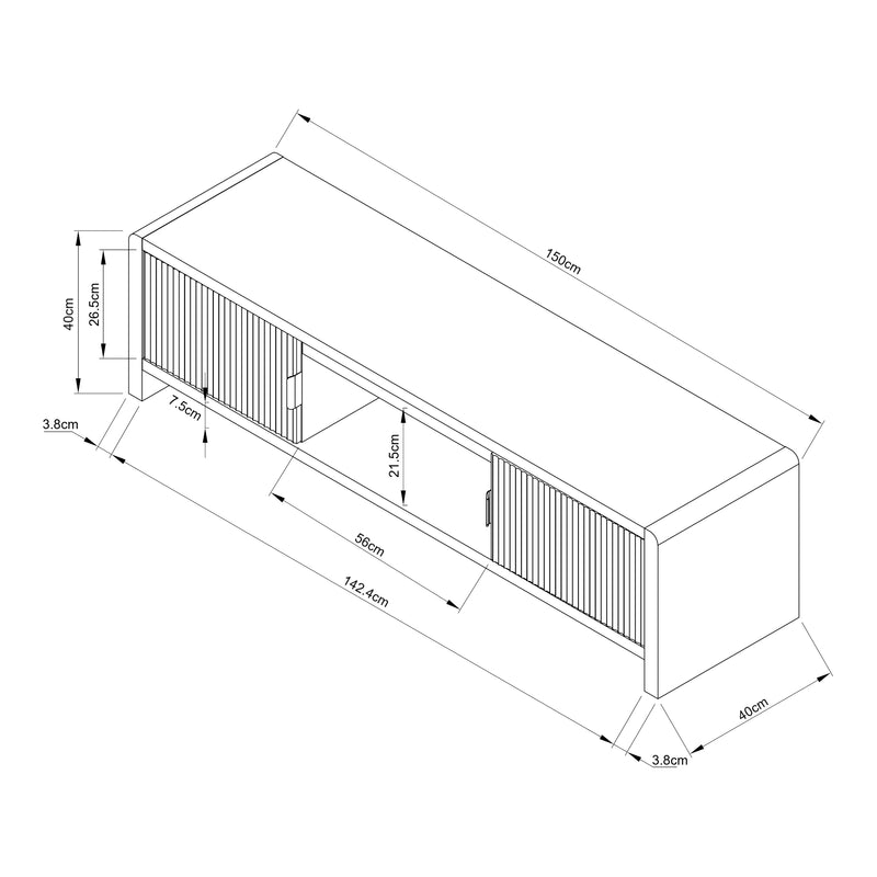 Maatschets Tv-meubel Lukkodso 150x40x40 cm [en.casa]