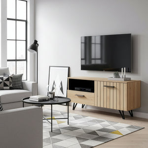 Tv-meubel Noppen eikenkleurig en zwart [en.casa]