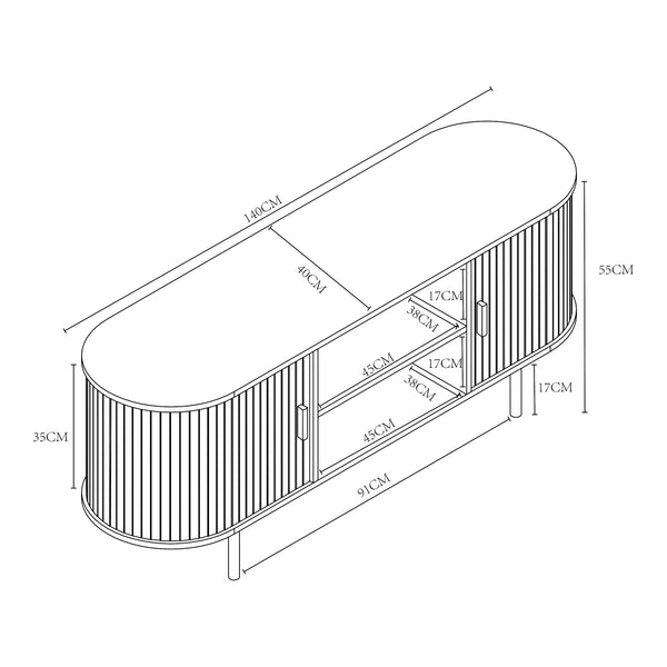 Tv meubel Tvedestrand 140x40x55 cm [en.casa]