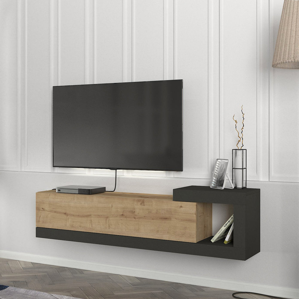 Fernsehschrank Luhanka 150x29,5x38,5cm eik in verschillende kleuren [en.casa] - premiumXL