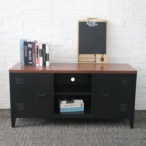 [en.casa] Commode Pälkäne metaal 58x113x40 cm zwart en houtkleurig