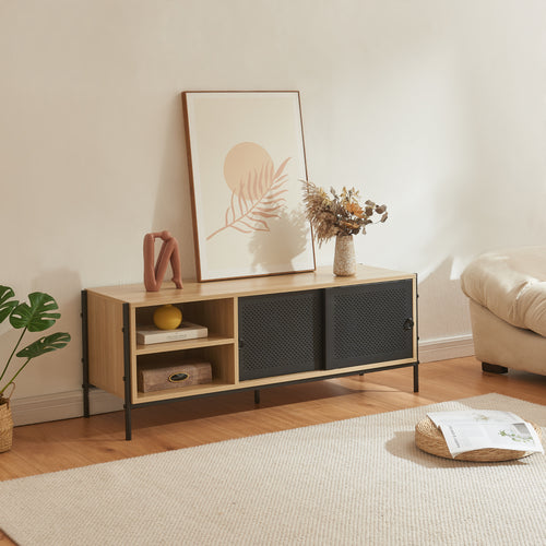 TV-kast Tysnes 120x40x45 cm eikenlook/zwart [en.casa] - premiumXL