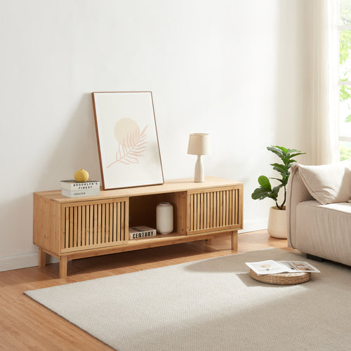 Tv-kast Ypäjä 150x42x50 cm Bamboe Natuur [en.casa] - premiumXL