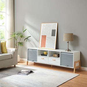 Fernsehschrank Kvaefjord 160x40x52 cm Wit/Grijs [en.casa] - premiumXL