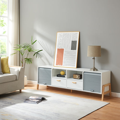 Fernsehschrank Kvaefjord 160x40x52 cm Wit/Grijs [en.casa] - premiumXL