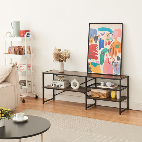 Tv-tafel Västiarharg 120x30x46 cm Zwart/Walnootlook [en.casa] - premiumXL