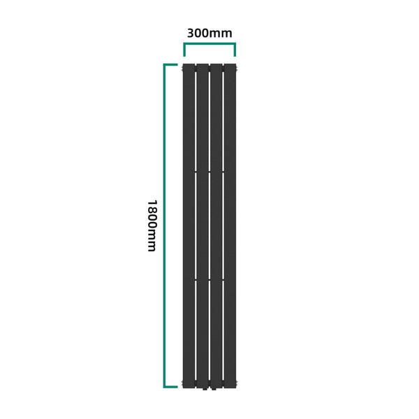 [neu.haus] Designradiator Nore 180x30x5,2 cm zwart