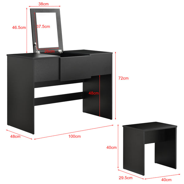 Kaptafel Dalvik met krukje en spiegel 72x100x48 cm - verschillende kleuren