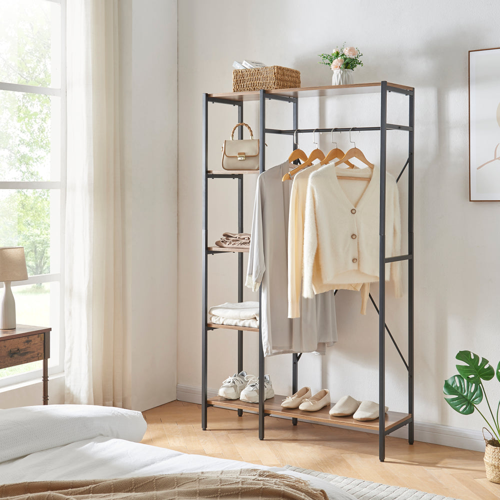 Garderobenständer Hvidovre 170x100x35 cm Zwart/Houtkleur [en.casa] - premiumXL