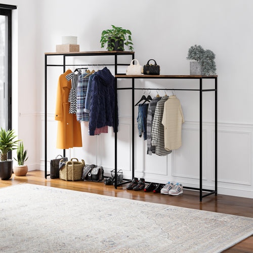 Garderobestandaard Skestbyena uit twee elementen 140x240x40 cm Zwart/Walnootlook [en.casa] - premiumXL