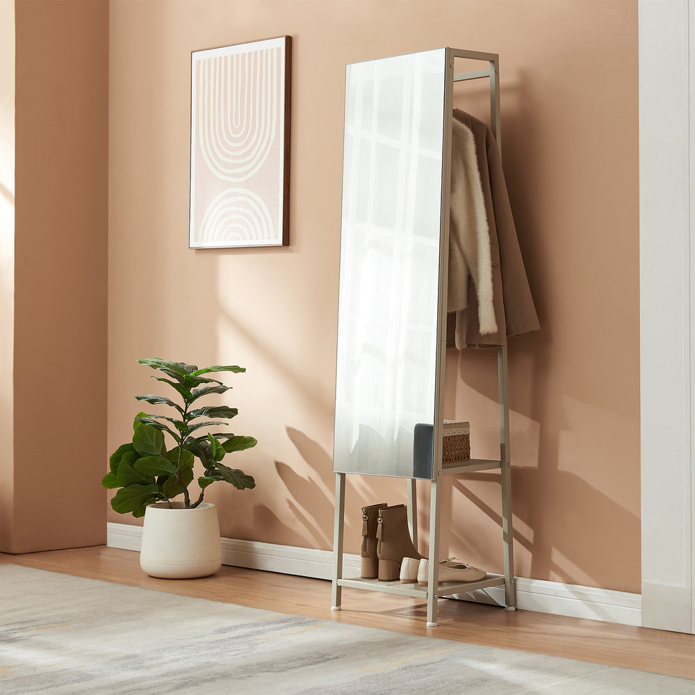 Garderobespiegel Klilbojle met kledingrek 160x40x35 cm [en.casa]