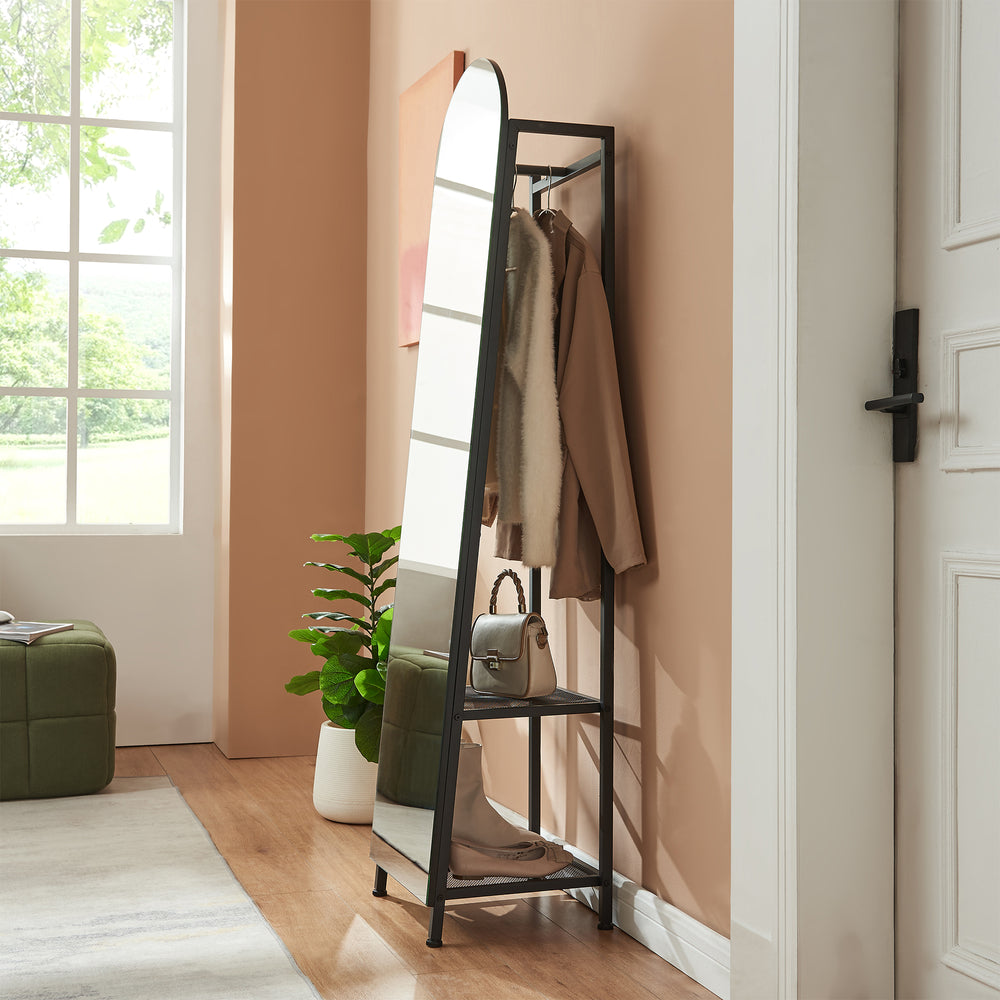 Garderobespiegel Frenraby met kledingrek 165x40x35 cm [en.casa]