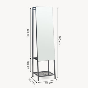 Garderobespiegel Klilbojle met kledingrek 160x40x35 cm [en.casa]
