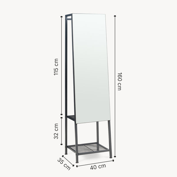 Garderobespiegel Klilbojle met kledingrek 160x40x35 cm [en.casa]