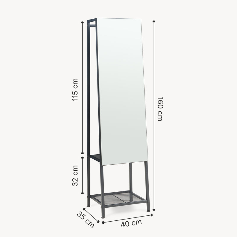 Maatschets Garderobespiegel Klilbojle met kledingrek 160x40x35 cm [en.casa]