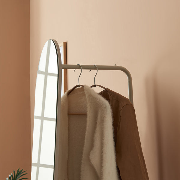 Staande garderobespiegel Kuonta met kledingrek 165x40x51 cm [en.casa]