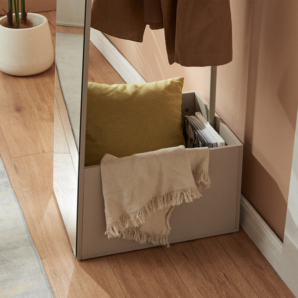 Staande garderobespiegel Kuonta met kledingrek 165x40x51 cm [en.casa]