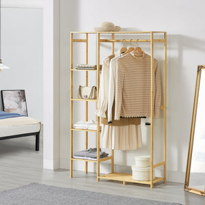 Garderobenständer Eurajoki 139x100x40 cm Bamboe Natuur [en.casa] - premiumXL