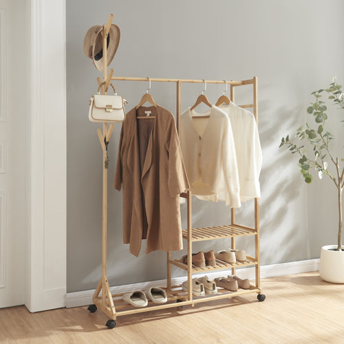 Rollbare kapstok Ikaalinen Bamboe [en.casa] - premiumXL