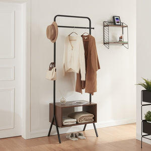 [en.casa] Kledingrek Averøy 180x74x42 cm zwart en walnootkleurig