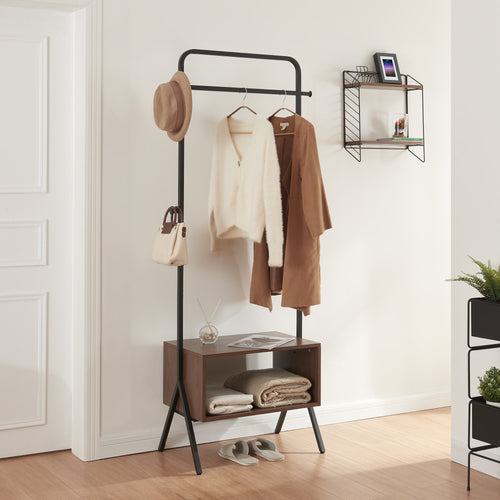[en.casa] Kledingrek Averøy 180x74x42 cm zwart en walnootkleurig