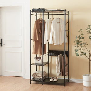 [en.casa] Kledingkast Brønnøy open kast 182x90x46 cm zwart