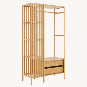 Kledingkast Varanger bamboe open kast 185x100x45 cm naturel [en.casa]